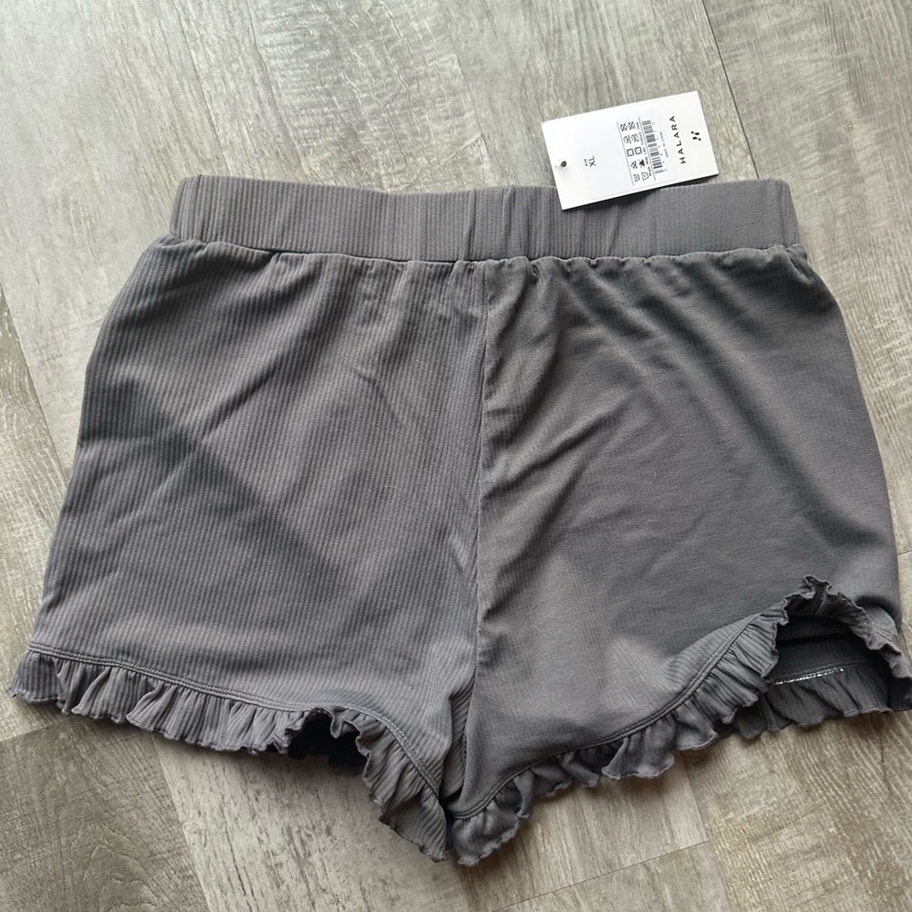 Gray Ruffled Women's Shorts - Picture 2 of 6